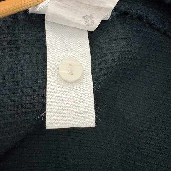 Quince Organic Textured Cotton Peasant Blouse Size S Black Long Sleeve Button Up - Picture 11 of 11